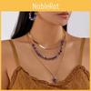 Vintage Style Crushed Stone Plated Locking Necklace And Earrings Set For Female Fashion Enthusiasts