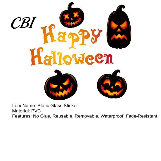 Halloween Window Clings Static Cling Decals, Spooky Pumpkin Bat Stickers, Self Reusable Party Wall Decals Adhesive Removable Glass Decor for Home Shop