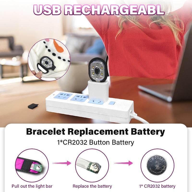 Kids LED Hat USB Rechargeable Headlamp Hat with LED Bracelet Winter Warm Knitted Night Light Hat Suitable for Camping Running Walking