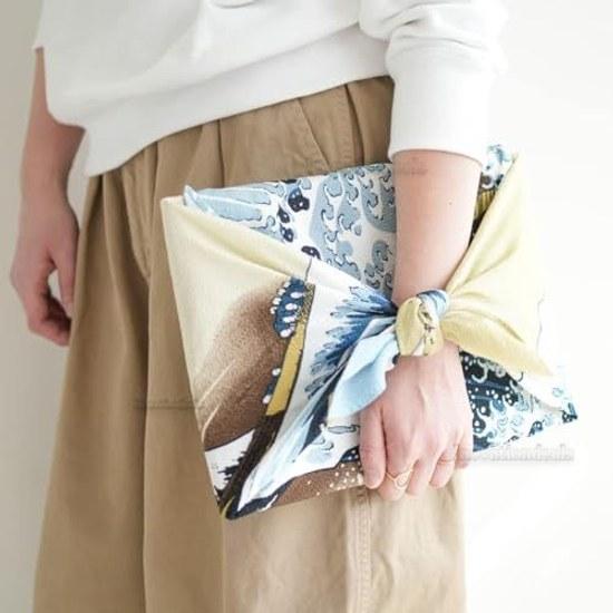 Furoshiki 70cm two widths bento lunch cloth ukiyo-e Kanagawa Oki Nami Ura stylish Japanese pattern four-sided sewing wrapping gift box packaging bag
