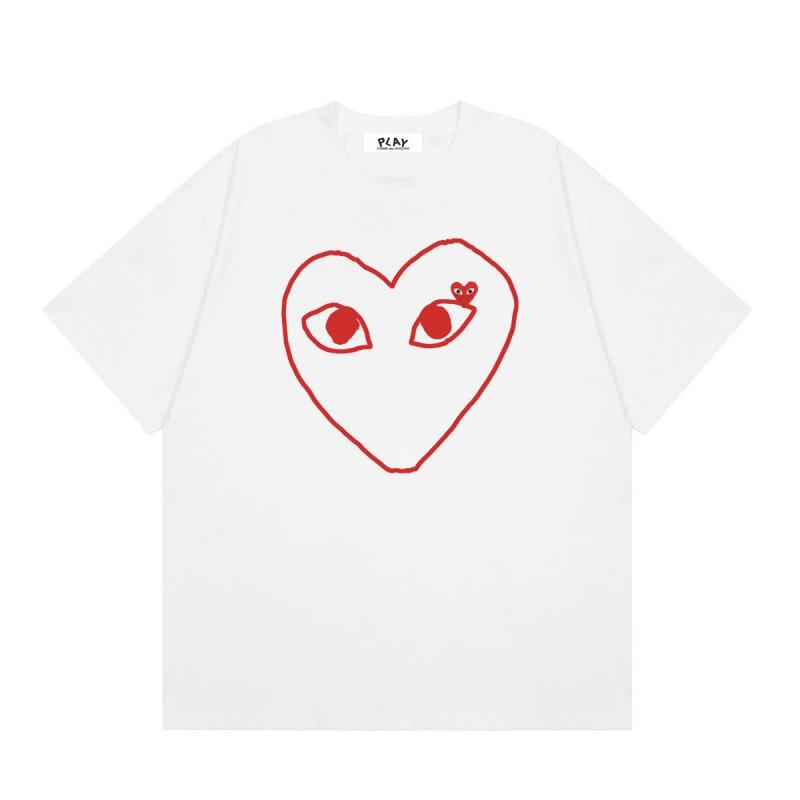 Unisex Casual Loose Fit Cotton T-Shirt With Heart Print Short Sleeve Tee Youth