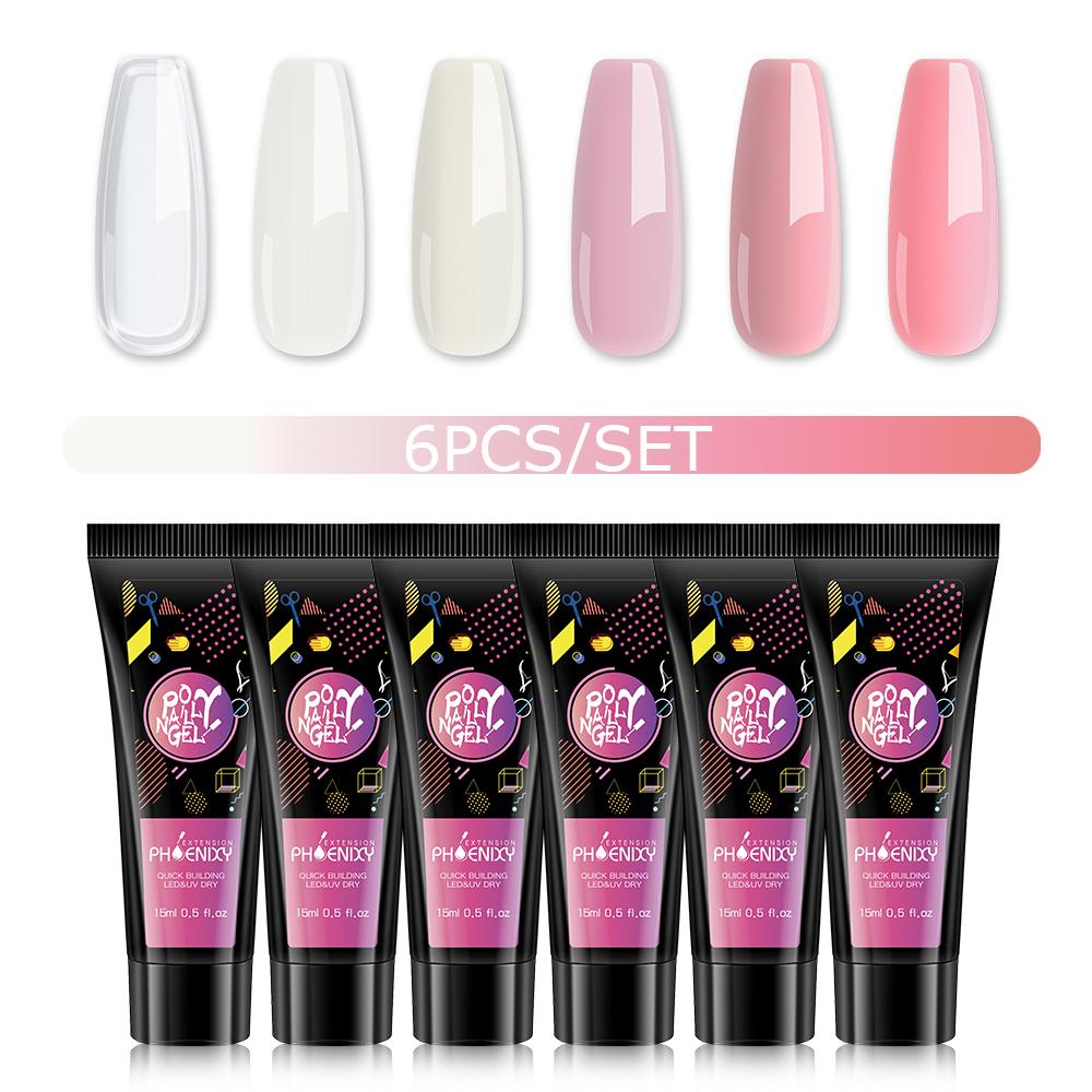 PHOENIXY 6/9 шт. полигель для наращивания ногтей, набор гелей для дизайна ногтей, акриловый гель для ногтей, стартовый набор для салона, сделай сам, дома