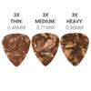 Kwmobile 9x Guitar Pick 3 Thickness Set Picks Electric Acoustic String Instruments 3 Colors Set of 9 - 0.46mm / 0.71mm / 0.96mm -