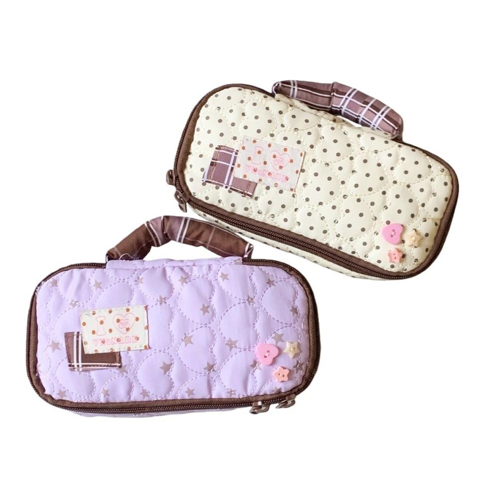 Large Capacity Korean Stationery Bag Star Love Heart Pen Storage Bag Dot Cloth Pencil Case  Student