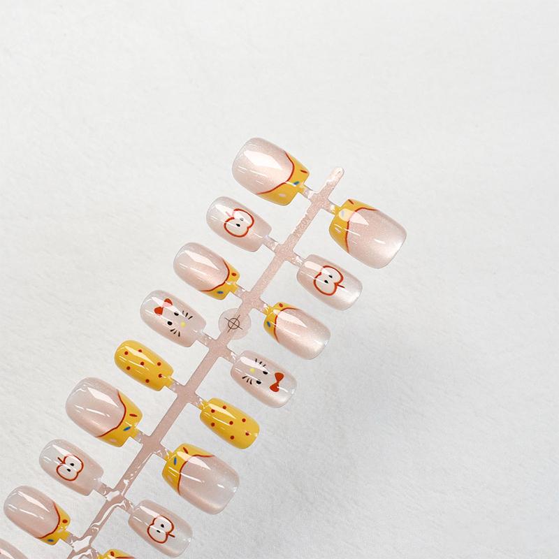 30 Pcs Cute Cartoon Bunny Kt Cat False Nail Wearing Armor Wearable Manicure Artificial Press On Nail Tips Diy Nail Art Decoratio