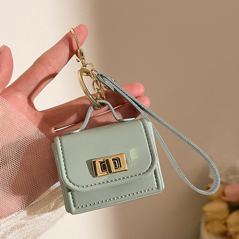 Mini Small Bag Keychain Pu Leather Portable Rope Change Bag Accessories Pendant Mobile Phone Bag Jewelry Pendant Gift