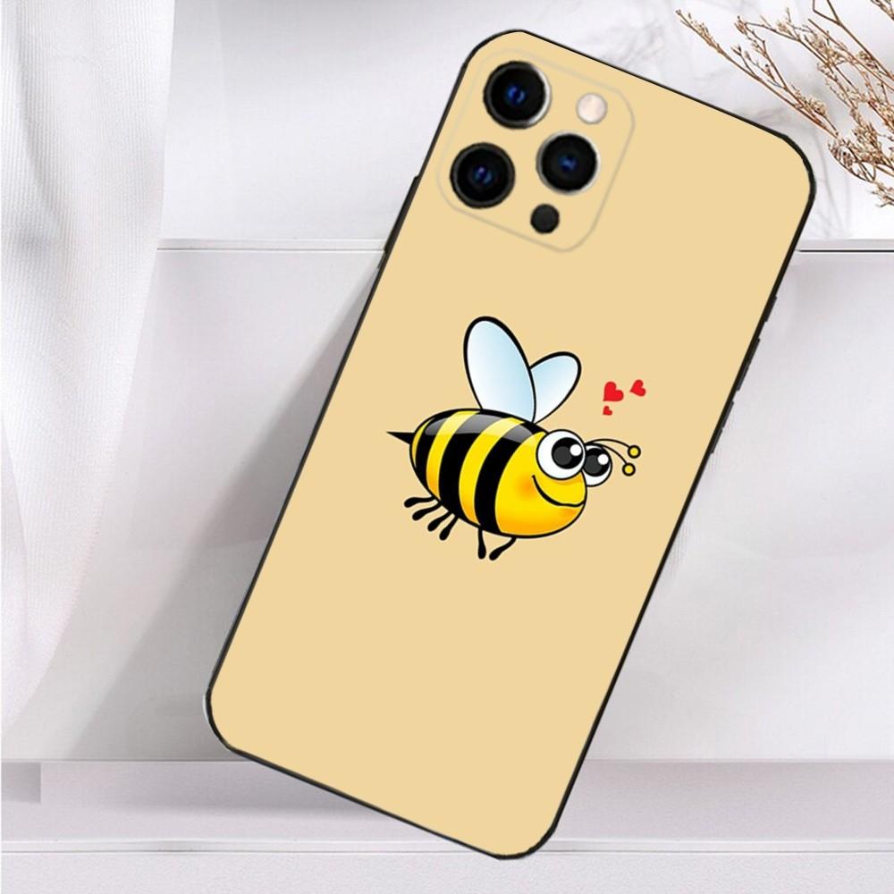 Мультяшный Чехол для Телефона с Маленькими Желтыми Пчелками Для iPhone 16,15,14,13,12,11 Plus,Pro Max,XS,X,XR,SE,Mini,8,7 Мягкий Силиконовый Черный Чехол