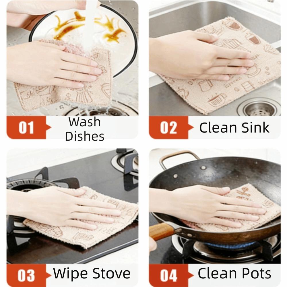 20pcs/roll Reusable Microfiber Cleaning Wipes High Absorbency Cleaning Rag Kitchen Cleaning