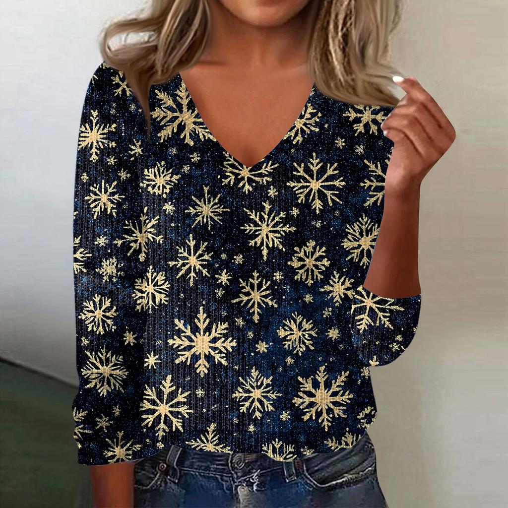 Женский милый свитер вязаный модный повседневный с V-образным вырезом с длинным рукавом уютный с принтом топ