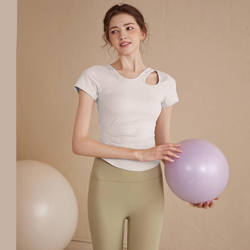 Yoga clothes slim and thin breathable thin sports fitness clothes running short-sleeved Pilates tops women's summer thin