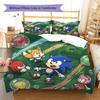 Hedgehog Sonic Pattern Bedding Quilt Set Quilt Cover Pillowcase Home Decoration Birthday Gift (1 * duvet cover + 2 * pillowcase, without core)
