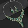 GemChic Женские новые изысканные ожерелья из сплава с ветками цветов и кристаллами, стразами, ключицы, серьги, комплект из двух предметов, подарок на день рождения, Рождество