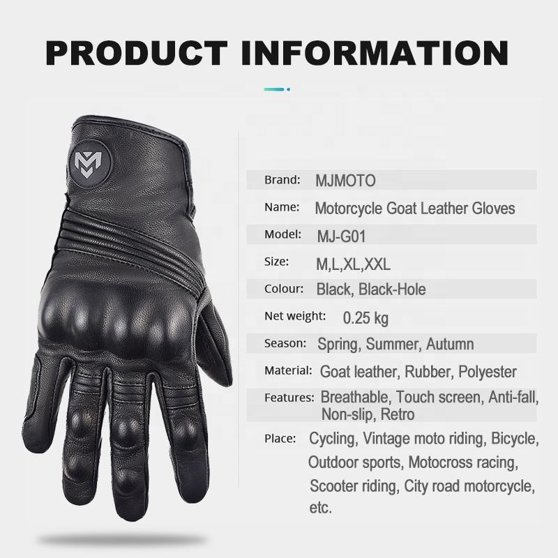 Vintage Motorcycle Gloves Leather Touch Screen Motorbike Motocross Riding Racing Outdoor Breathable Biker Protective Casual Gym