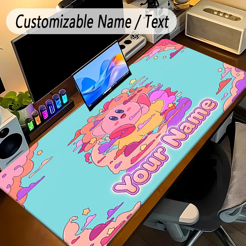 Large Mouse PadKirby Custom Name Text Personalized Desk Mat Non Slip Gaming Pad