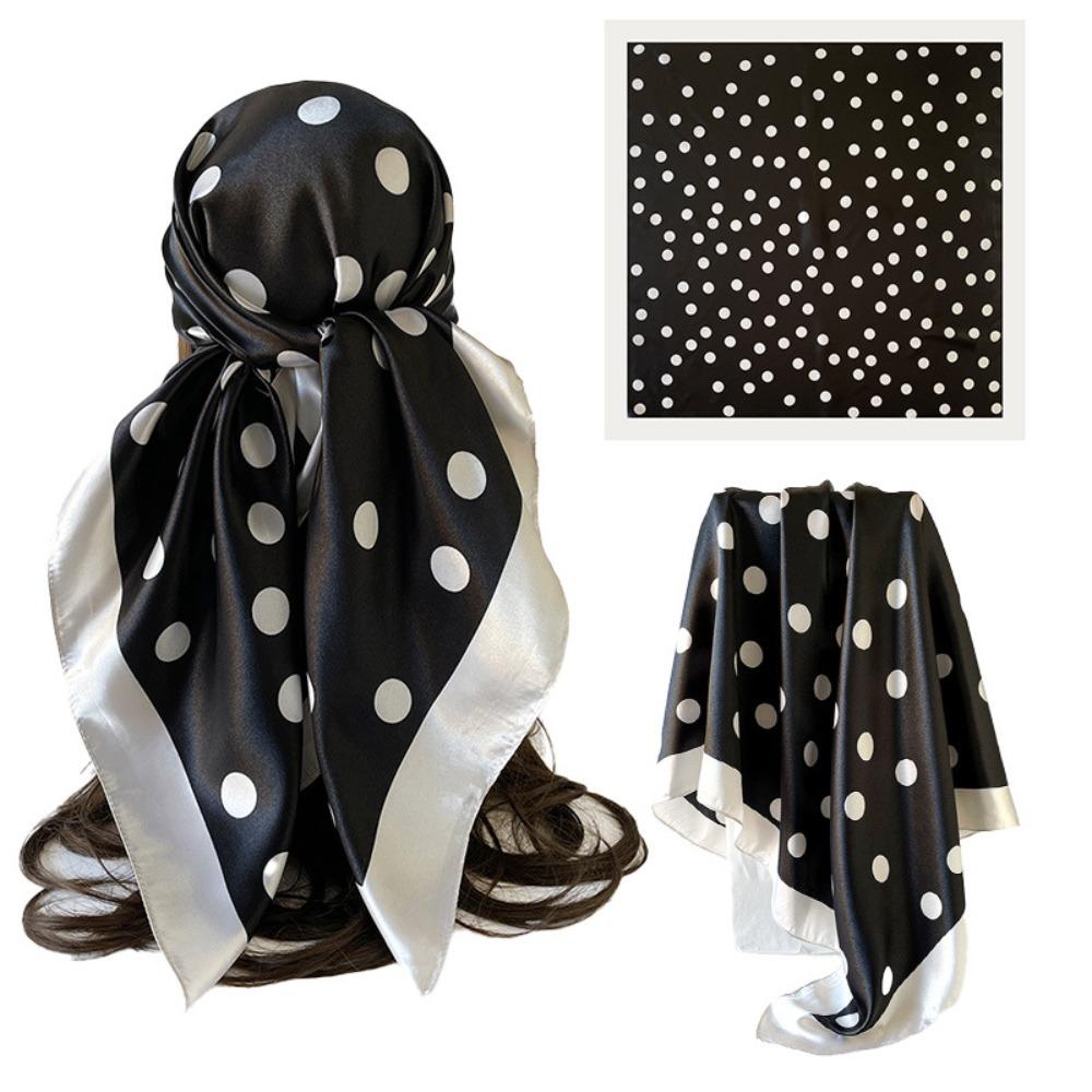 Printed Small Square Scarf Geometric Shape Hair Scarf Elegant Polka Dot Silk Scarf Women