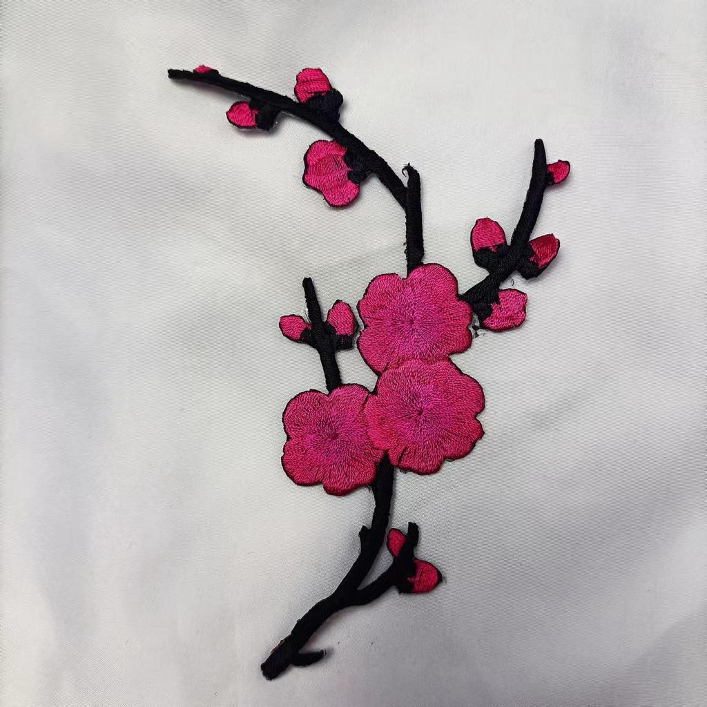 Plum Blossom Velcro Embroidery Patch: Handmade DIY Clothing Accessory