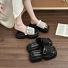 Fashion Retro Niche Woven Platform Slippers Women's 2025 Summer New Versatile Skirt One-word Sandals