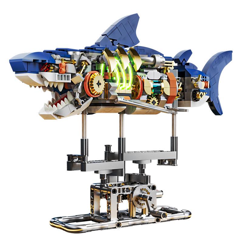 Совместимые с Lego механические сборные модели попугая, акулы, кита и осьминога