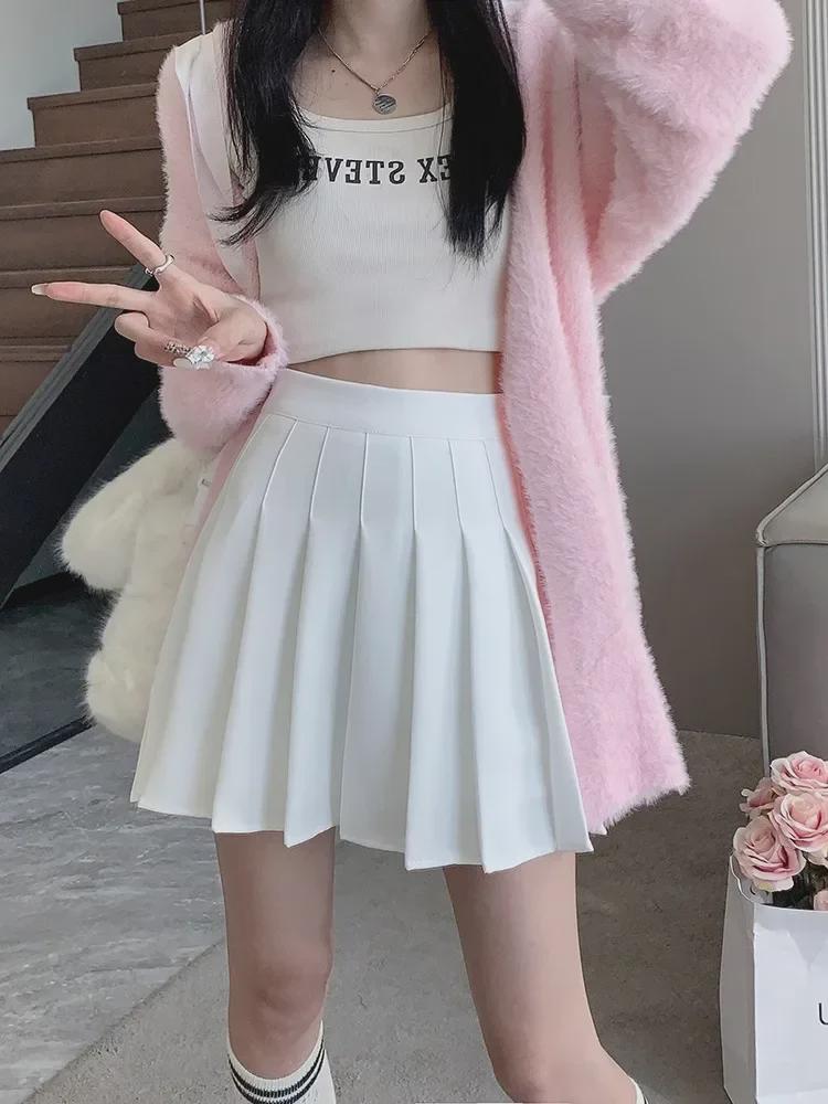 Skirt Large Aline Pleated Coffee Womens High Waist Slim Fit Autumnwinter 2023 College Style