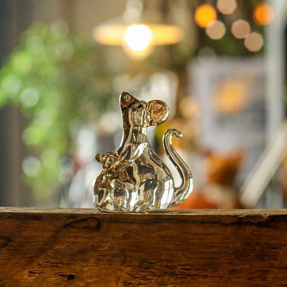 Lucky Crystal Rat Ornament Exquisite Animal Model Beautiful Table Ornaments  Living Room
