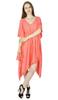 Women Asymmetrial Cotton Kaftan Peach Rayon Caftan With Pom-Pom Beach