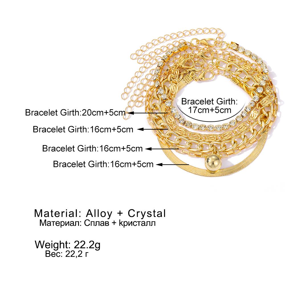Комплект ювелирных изделий из 5 шт., элегантный браслет, роскошный блестящий браслет, комплект из 5 предметов, женский модный элегантный простой комплект браслетов для девочек
