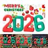 Yousheng Рождественские стеклянные наклейки 2026 Номер Благословения Электростатический дизайн Водонепроницаемая новогодняя наклейка Праздничное украшение