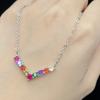 New Imitation Seven-color Rainbow Natural Tourmaline Pendant Necklace Women's Collarbone Chain