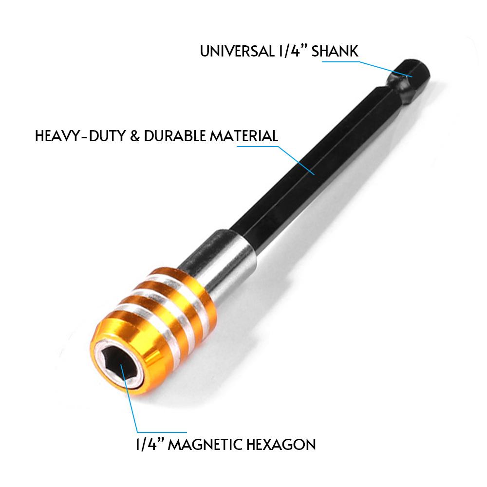 3 Pcs Drill Bit Extension Set Quick Release Bit Holder 1/4 Inch Hex Shank Magnetic Extension Chuck