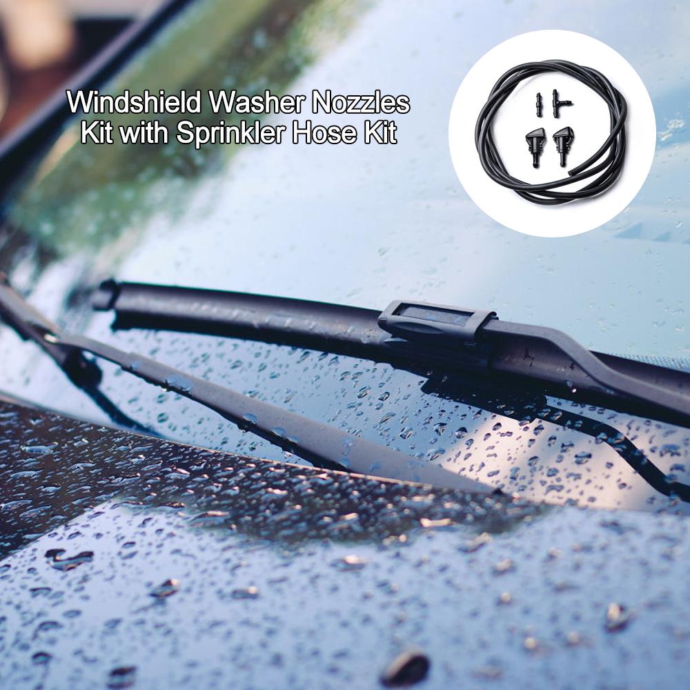 Windshield Washer Nozzles Kit for Chrysler / Dodge / Jeep / Ram 2 Meters Fluid Hose with 2 Pcs