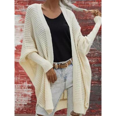 Женский осенне-зимний вязаный свободный однотонный свитер с рукавами «летучая мышь»