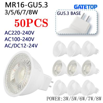 50 шт. светодиодные лампы-споты GU5.3 MR16 AC 12В/110В/220В Замена 50-ваттной галогенной лампы Энергосберегающее направленное освещение для спальни