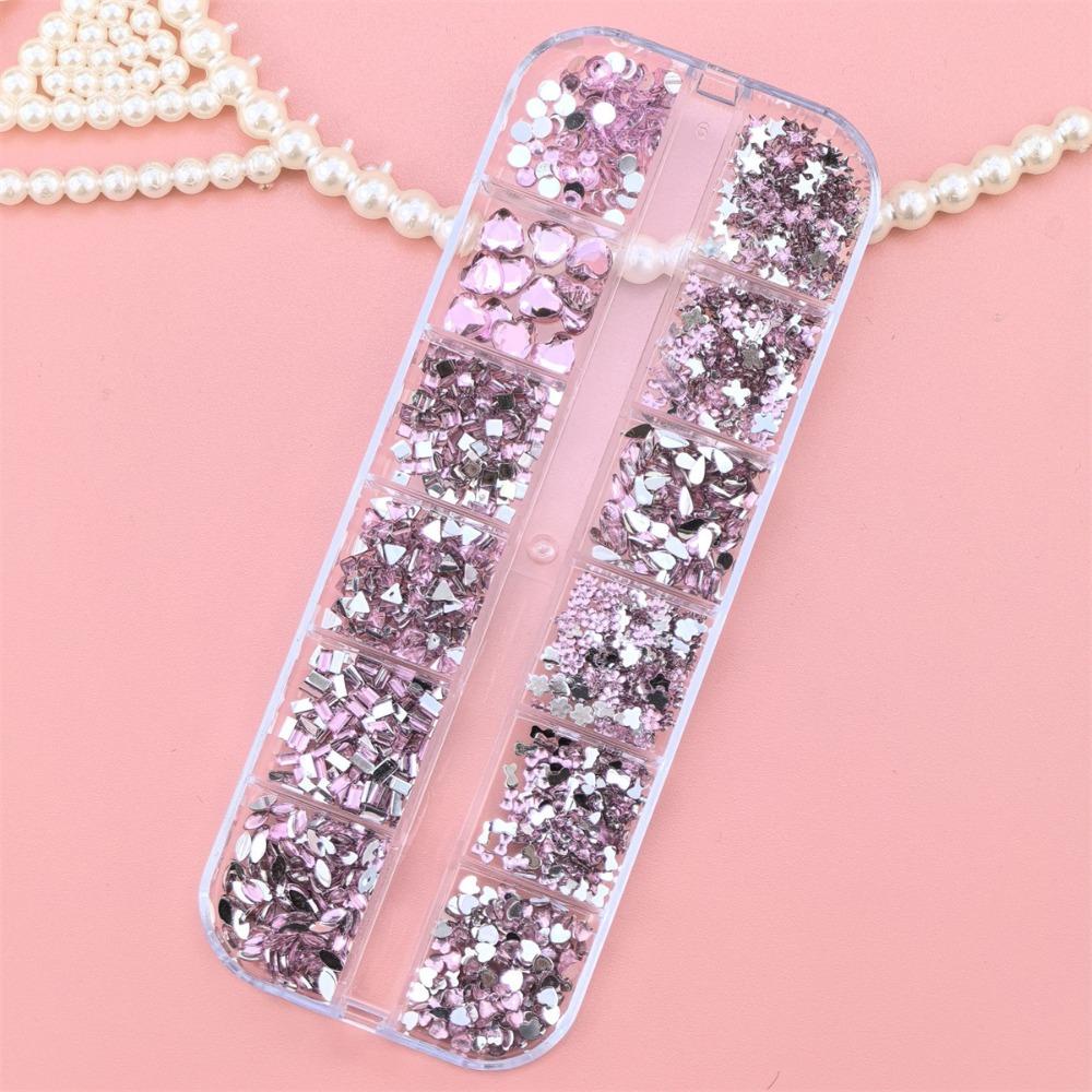 12 Grids Mix Styles Nail Charms Shiny Rhinestones 3D Butterfly Nail Art Decor Pearl Sweet Bow Flower Nail Ornaments DIY