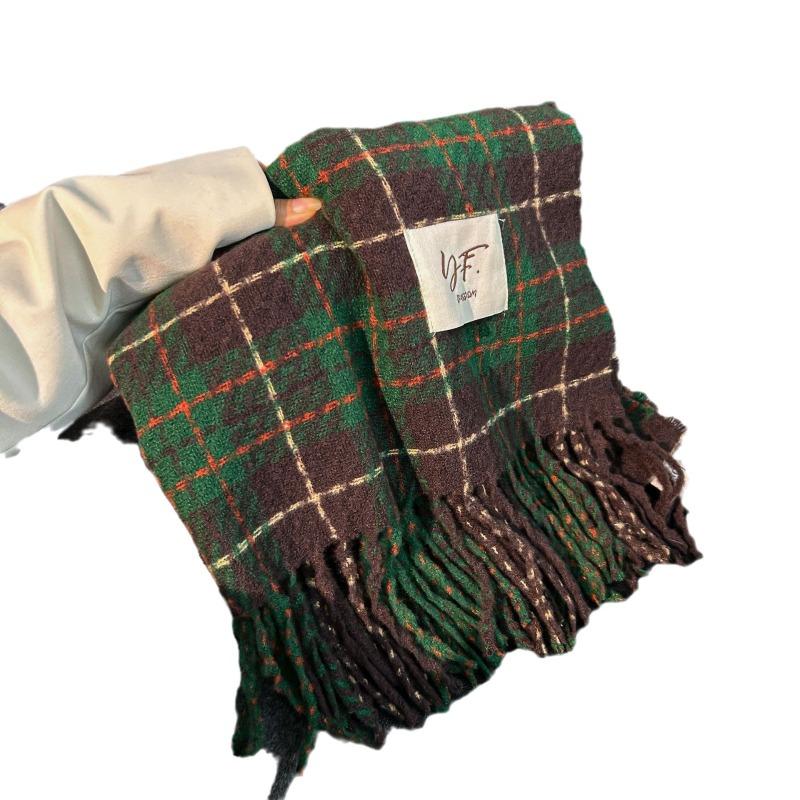 Осень и зима новый клетчатый шарф из искусственного кашемира Maillard женский зимний с высоким чувством универсальный платок утолщенный теплый шарф