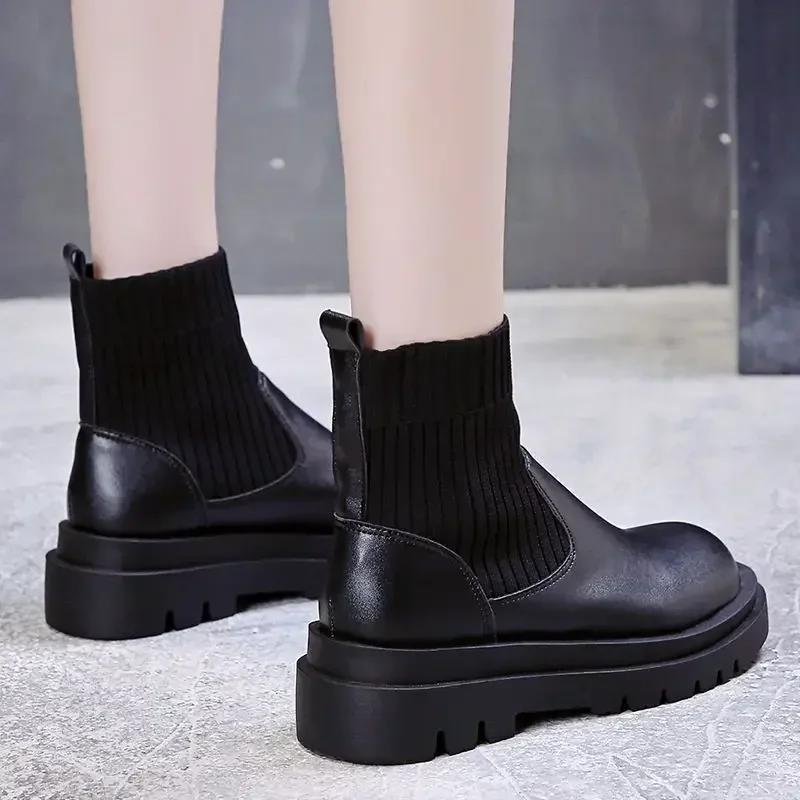 Elegant With Low Heels Elastic Booties On Offer Boot Fashion 2025 Women's Ankle Sock Boots Trend Winter Chic Female Short Shoes