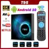 T95 TV Box Android 10 4GB 64GB 128GB Smart Android TVBOX Allwinner H616 Quad Core 6K HD 3D H.265 Ethernet 2.4/5G Dual WIFI BT 5.0 Set Top Box 2G 16GB
