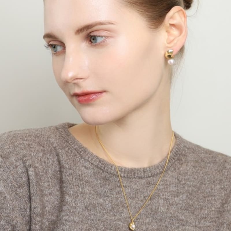 Ozel Silver925 Fresh Water Pearl Shell Pendant Necklace PS166N