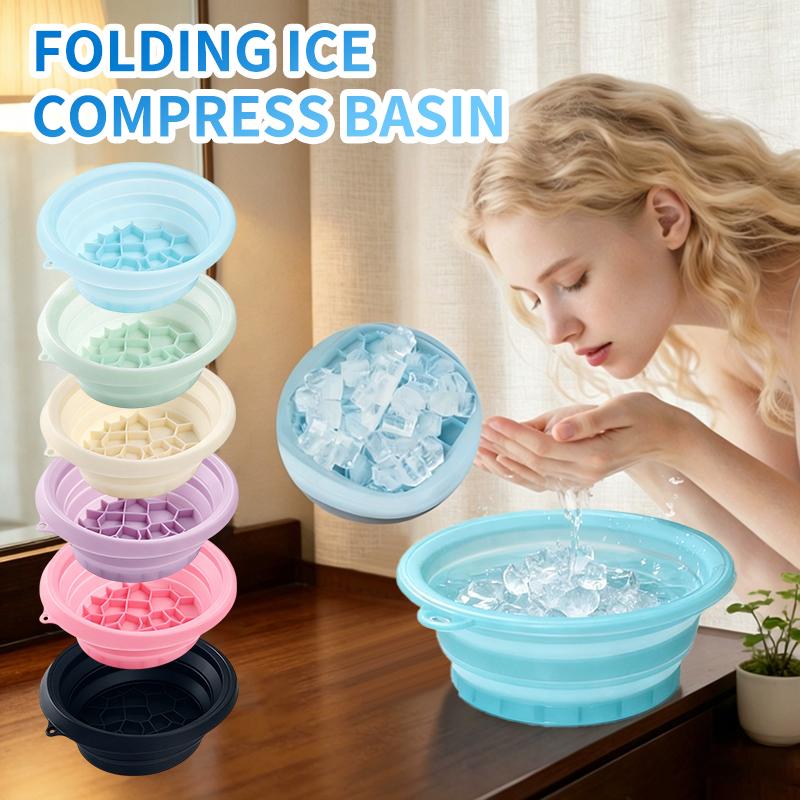 Portable Silicone Face Ice Bowl with Built-In Ice Tray Facial Plunge Washbasin for Pore Tightening Home Skin Care