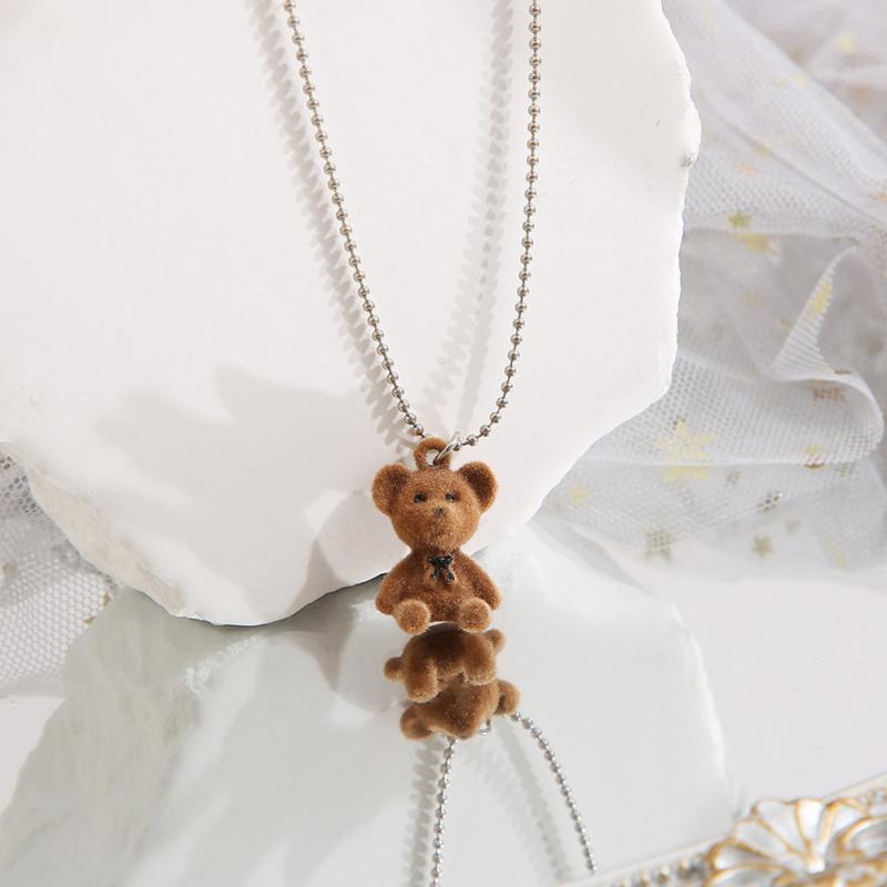 Ожерелье с подвеской в виде милого плюшевого мишки для девочек, модное ожерелье с плюшевым мишкой из мультфильма, ювелирные аксессуары