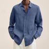 Designer Spring Summer Men's Casual Cotton Linen Solid Color Long Sleeve Shirts Loose Shirts
