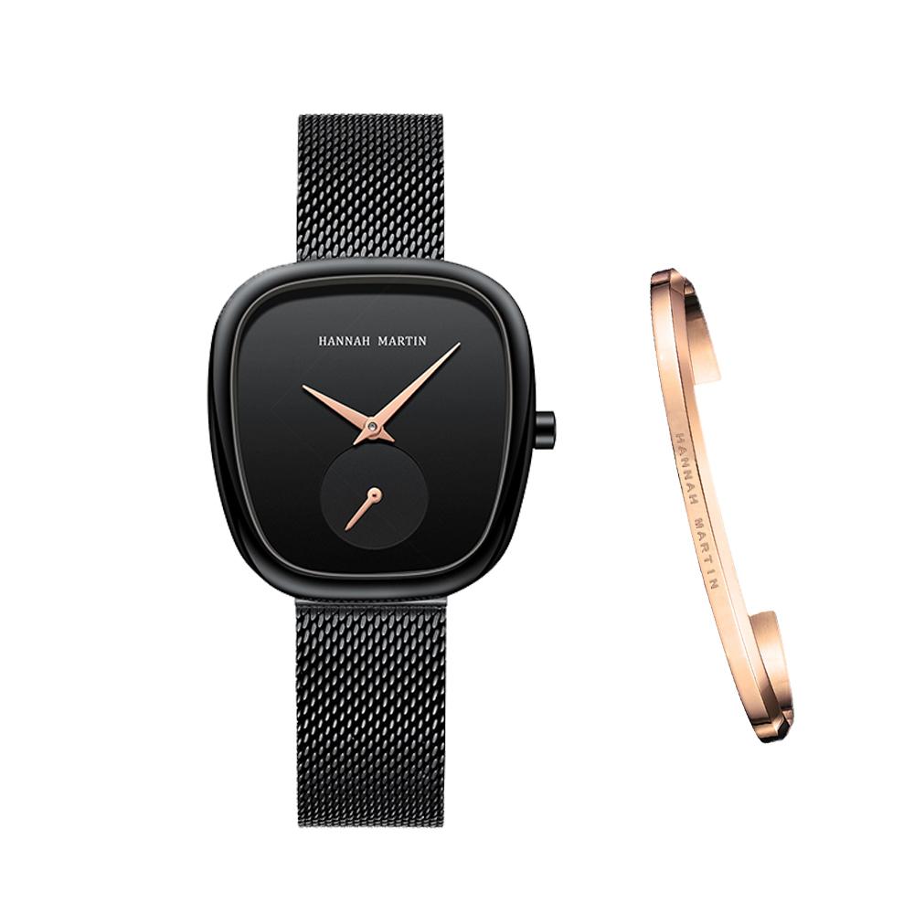 HANNAH MARTIN High Quality Original Oval Women Watch Gold Luxury Fashion Steel Quartz 3Bar Waterproof Women Watches