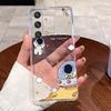 Для Samsung Galaxy S24 S24+ S24 Plus Чехол Samsung S24 Ultra Чехлы Прозрачный Силикон Мягкий ТПУ Задняя Крышка Милый Чехол для Телефона с Кроликом Кошкой