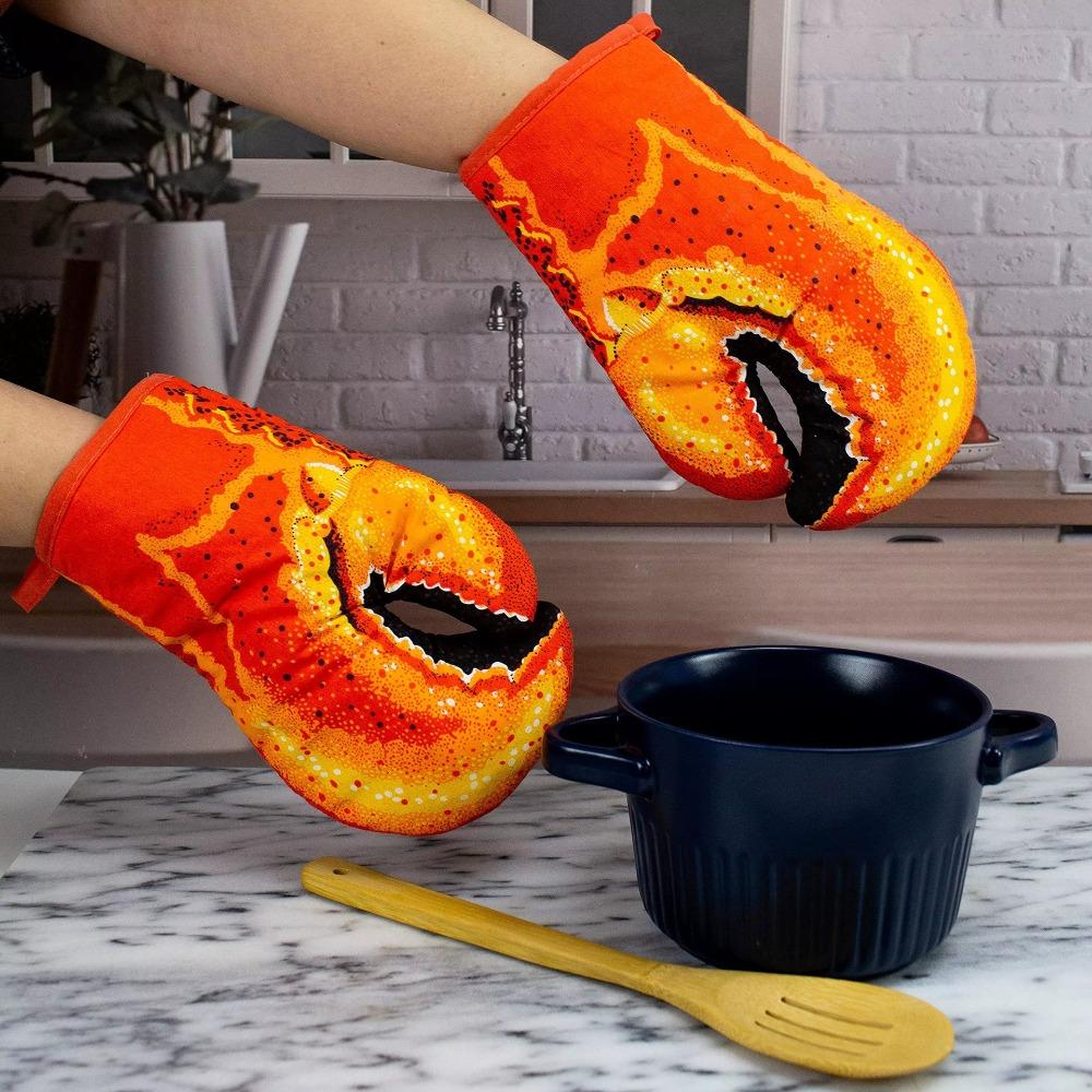 Cake Heat Resistant Anti-Scalding Lobster Claw Oven Mitts Insulation Gloves Non-Slip Cotton