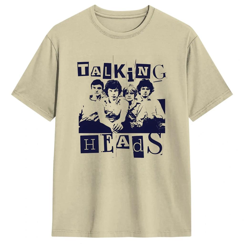 Funny Band Talking Heads Art TShirt for Unisex O Neck Pure Cotton T Shirts Short Sleeve Tee Shirt Adult Clothes