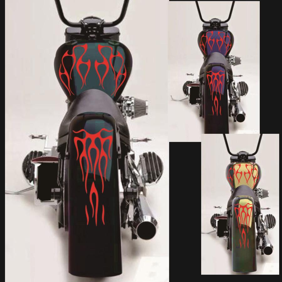 1 Set Motorcycle Red Flame Waterproof Sticker For Gas Tank & Fender Decals Vinyl