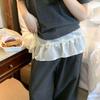 Shirt Extender Ruffled Edge Waistband Y2K Lace Gauze Skirt Belt Jazz Dance Hip Scarf Streetwear