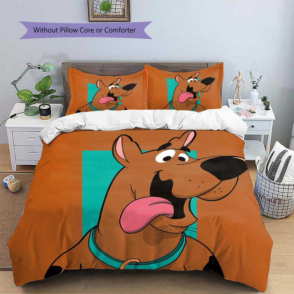 Постельное белье с рисунком Скуби-Ду Комплект одеял Декор для дома Подарок (1 пододеяльник + 2 наволочки без наполнителя)