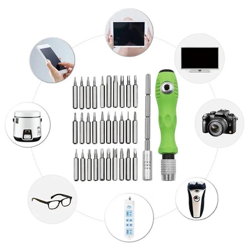 Набор отверток 32 в 1, магнитные прецизионные отвертки, ремонтные отвертки Torx для телефона, ноутбука, нескользящий ручной инструмент