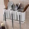 Multifunctional Kitchen Racks Without Traces with Hooks Tableware Drain Storage Box Grid Chopsticks