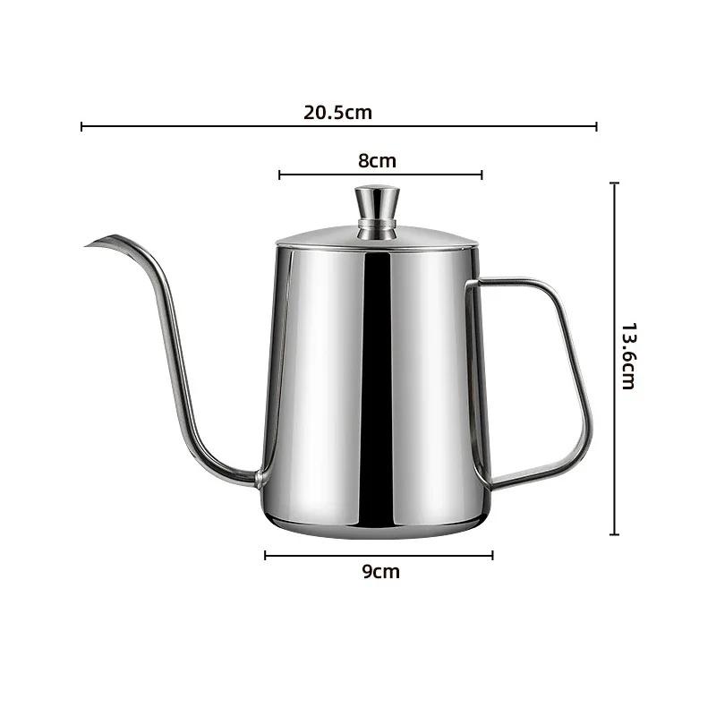 Stainless Hand Drip Coffee Hot Water Pot with Lid Gooseneck Kettle Hanging Ear Coffee Non-stick Home Kitchen Cafe Accessories